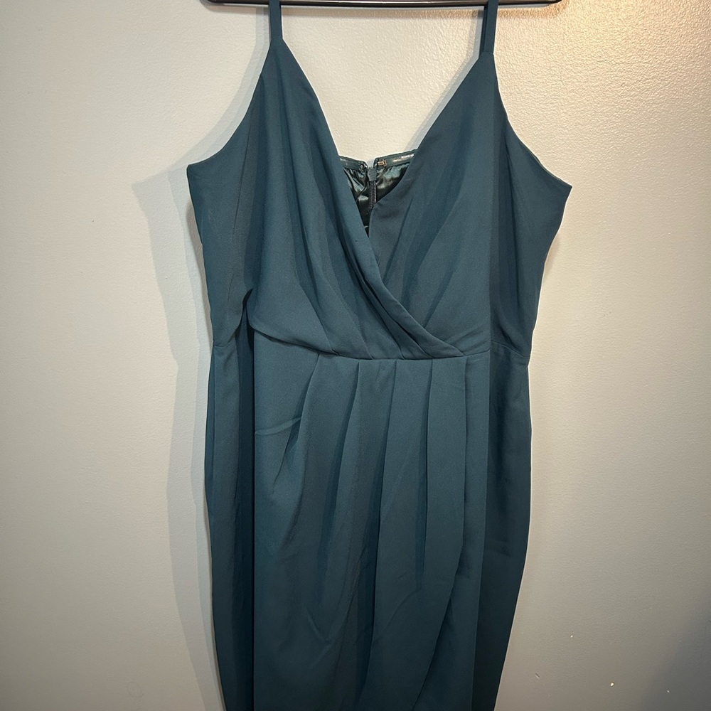City Chic Deep Teal Wrap Midi Dress